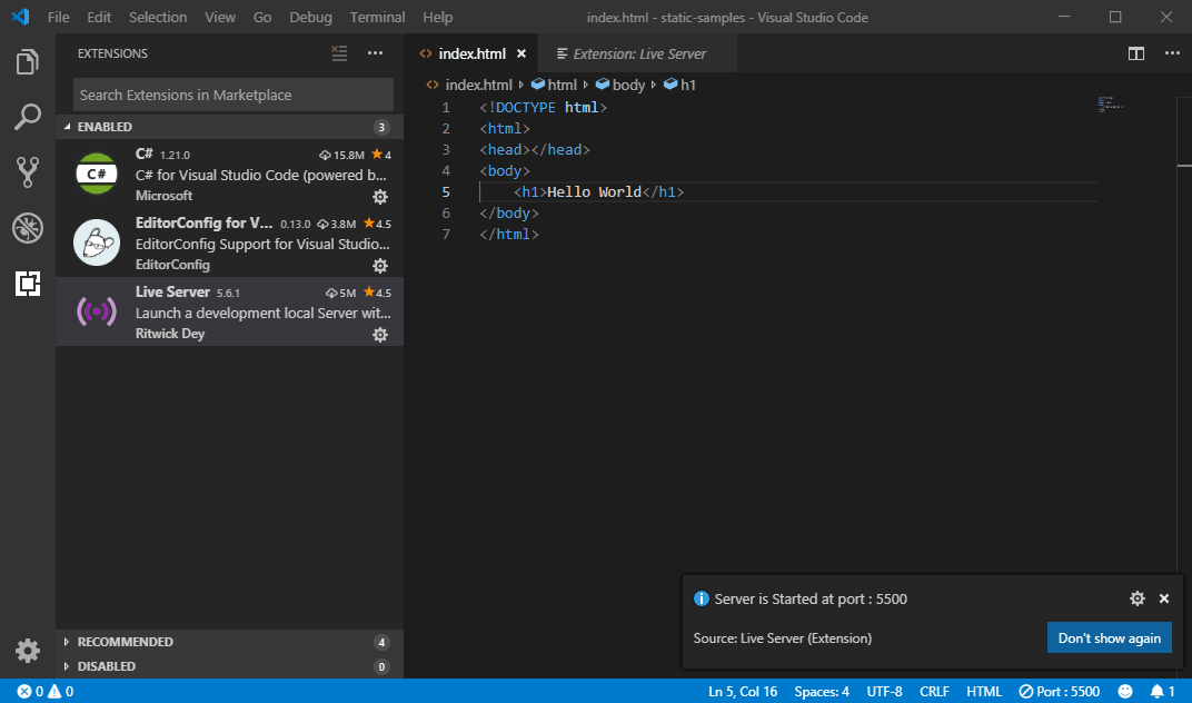 VS Code Live Server